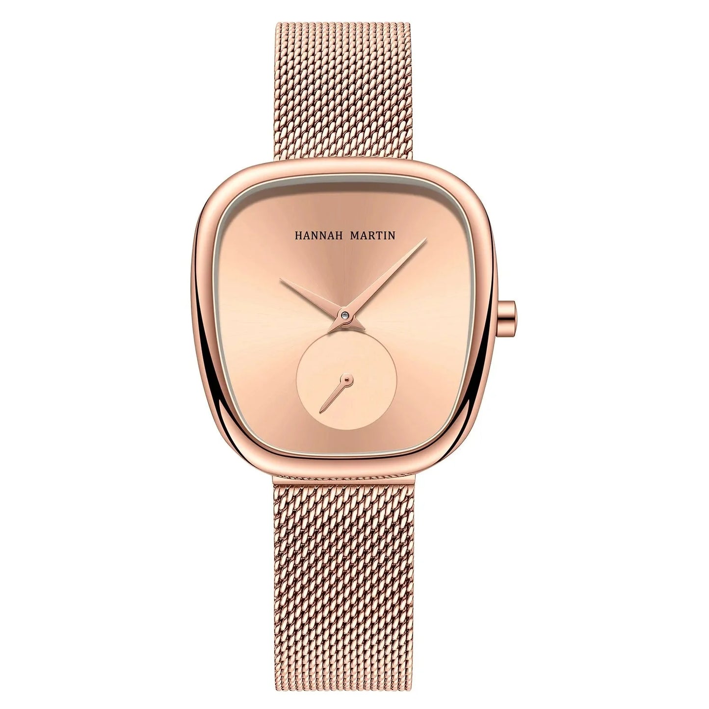 Relógio Feminino Glamoroso Hannah Martin Malha Full Rosa Dourado
