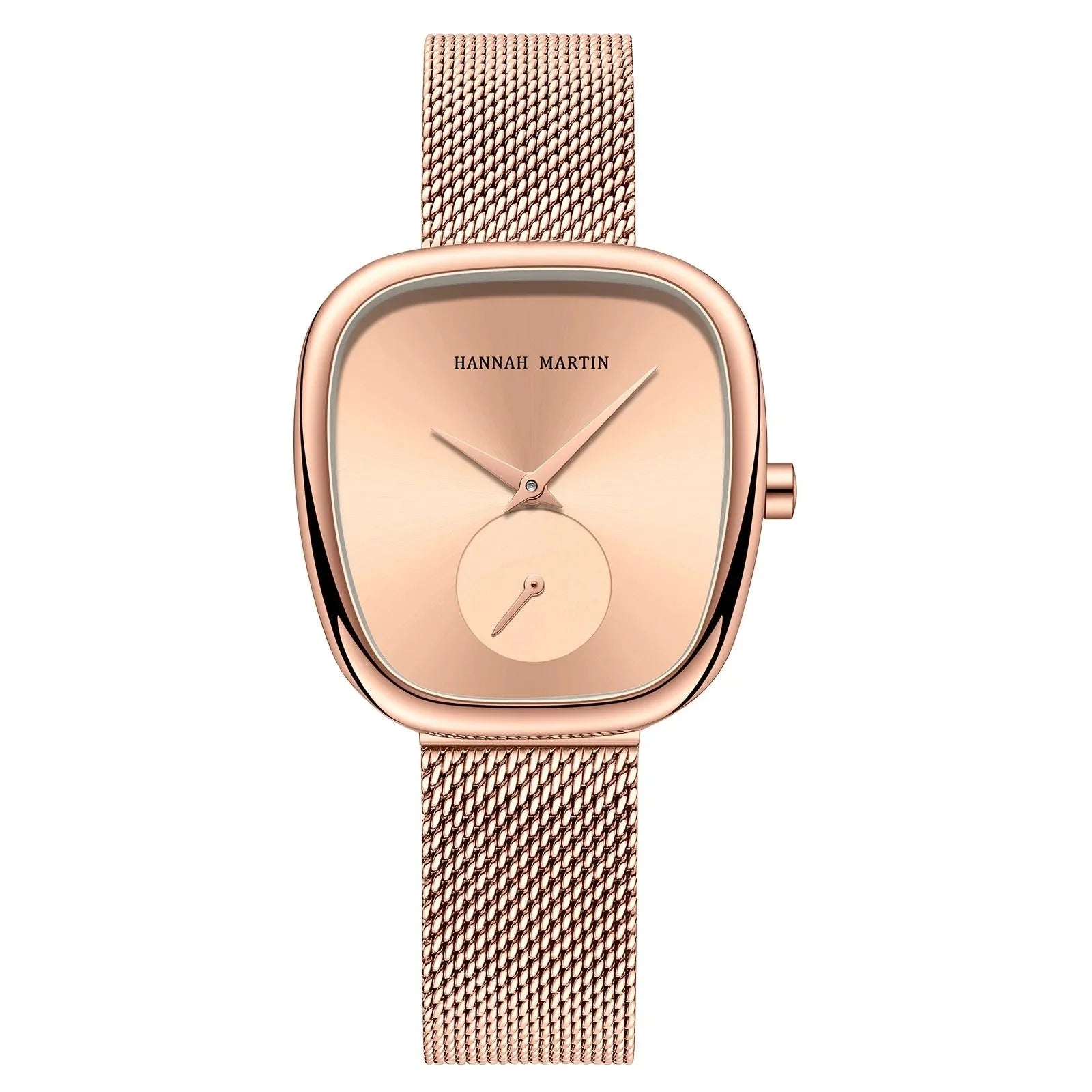 Relógio Feminino Glamoroso Hannah Martin Malha Full Rosa Dourado