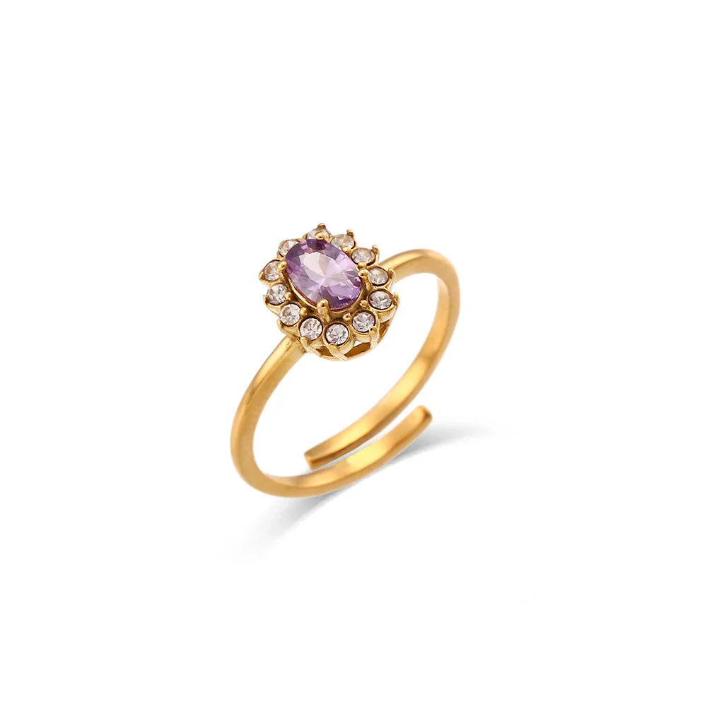 Anel Ajustável Multicor em Aço Inoxidável Roxo