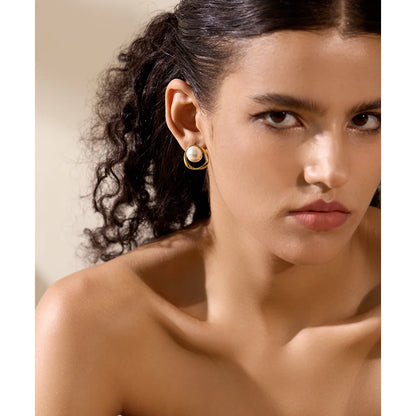 Brincos de Pérola em Aço Inox