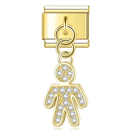 Pendente Pulseira Italiana em Aço Inoxidável Menino Dourado 1