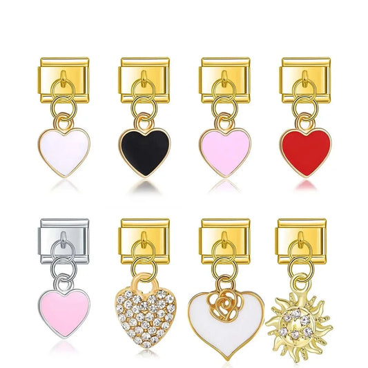 Charms Links Pendentes Corações
