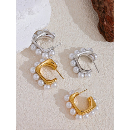 Brincos de Pérola Quadrados