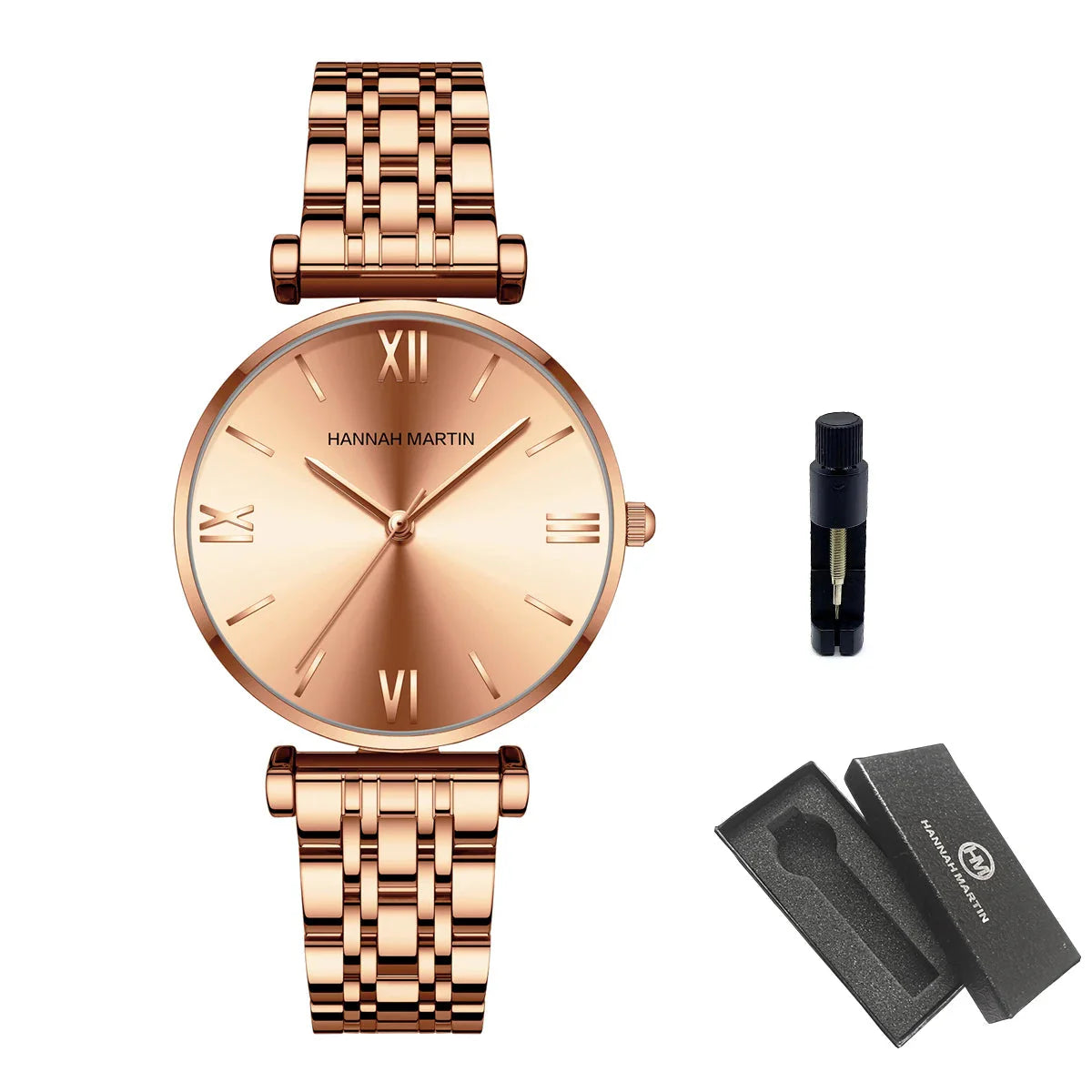 Relógio Look Moderno em Aço Inox Full Rosa Dourado