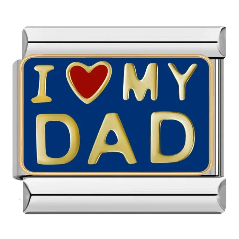 Charms Pulseira Italiana m Aço Inoxidável I Love My Dad