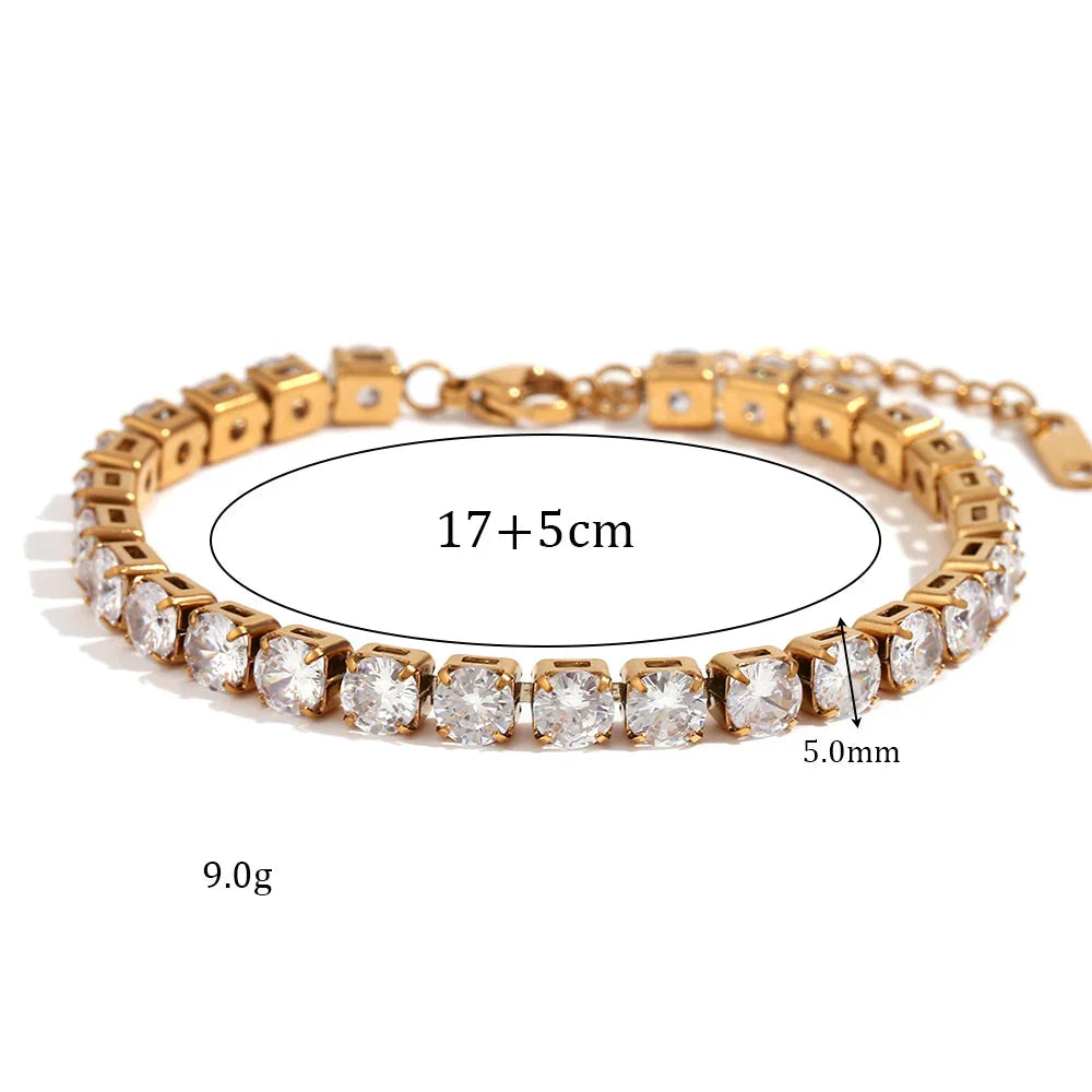 Pulseiras de Ténis Femininas 5 mm Dourado