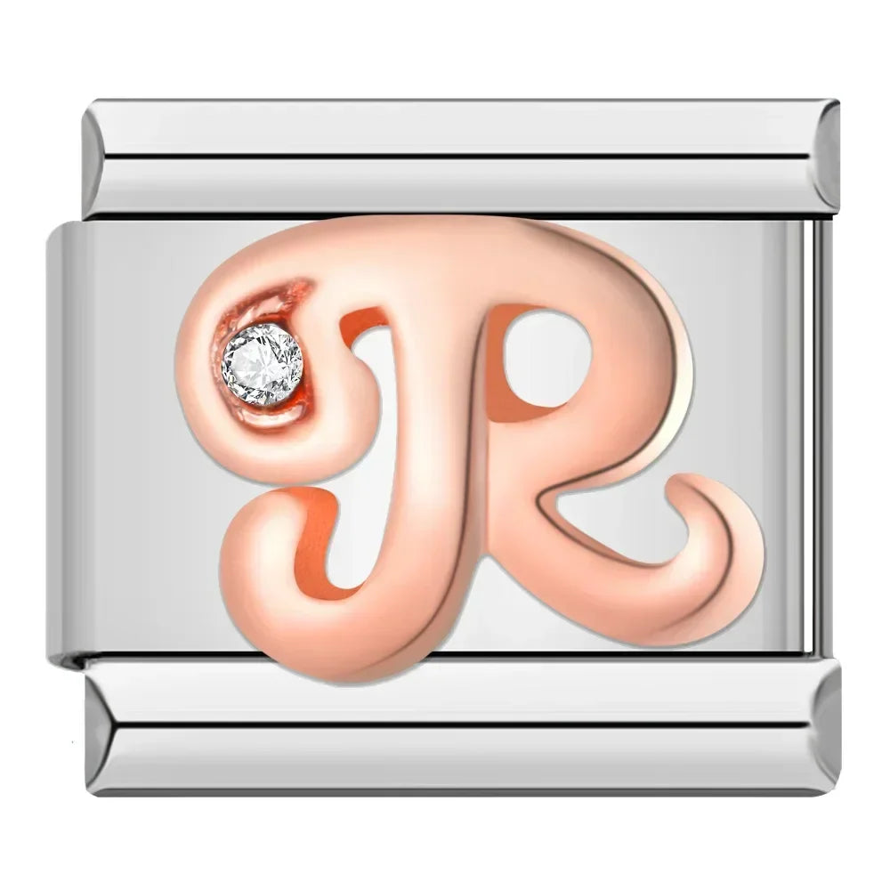 Charms Letras Pulseira Italiana R