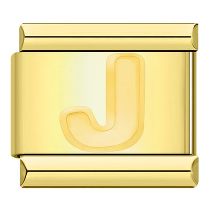 Charms Letras Pulseira Italiana em Aço Inoxidável J