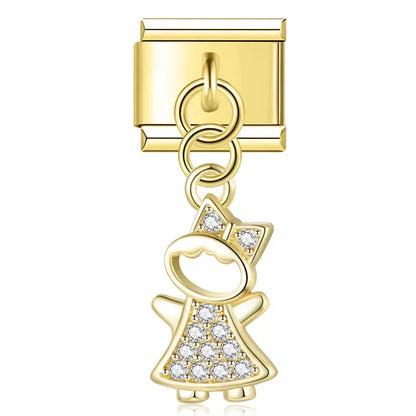 Pendente Pulseira Italiana em Aço Inoxidável Menina Dourada 2