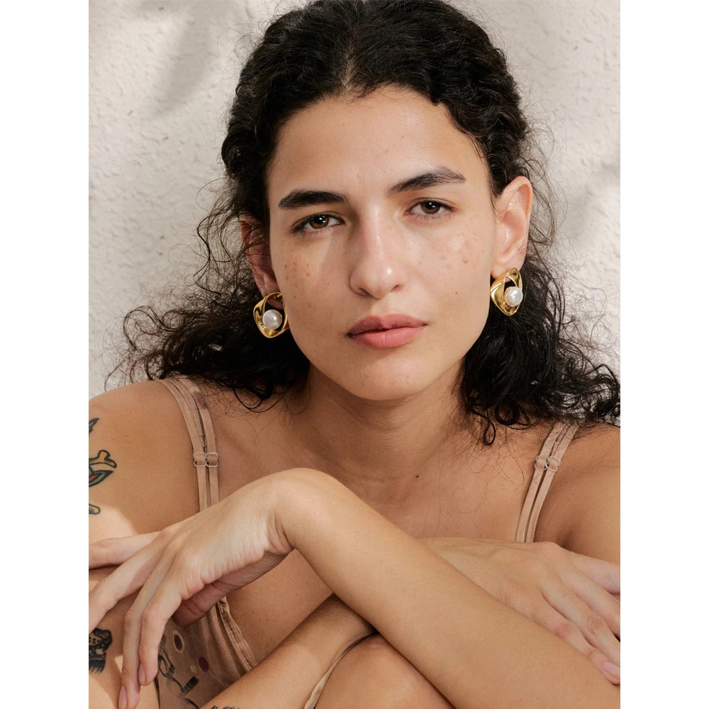 Brincos de Pérola Irregulares