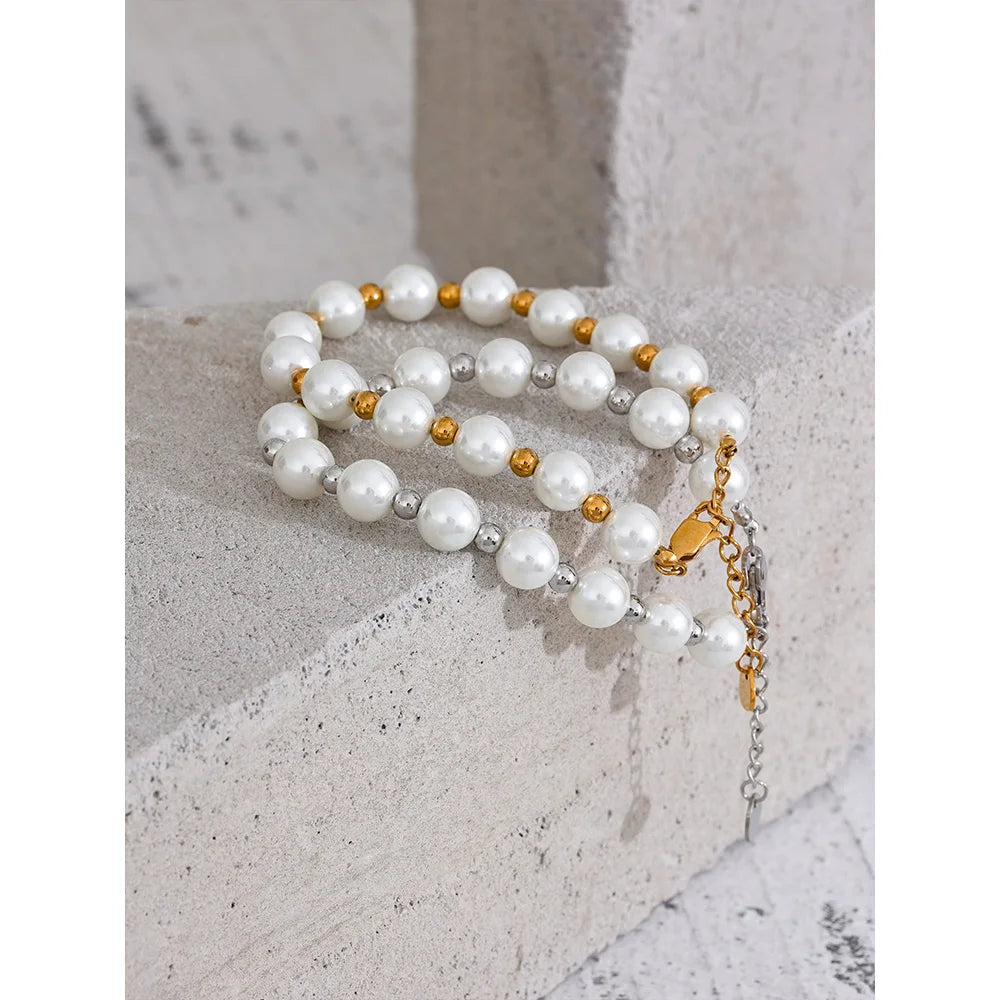 Pulseira de Pérolas - Aço inoxidável