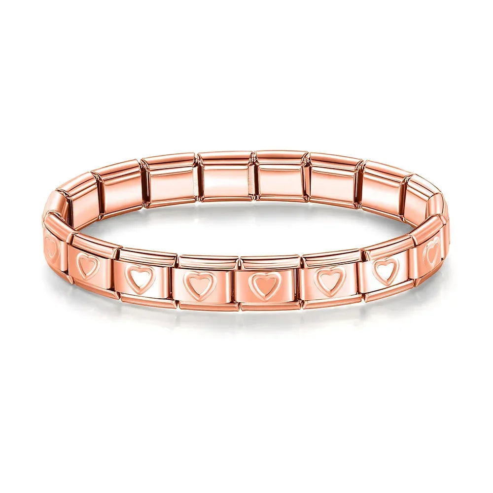 Pulseiras Originais Charms Coração em Aço Inoxidável Coração 1 Rosa Dourado