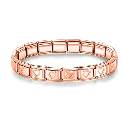 Pulseiras Originais Charms Coração em Aço Inoxidável Coração 1 Rosa Dourado