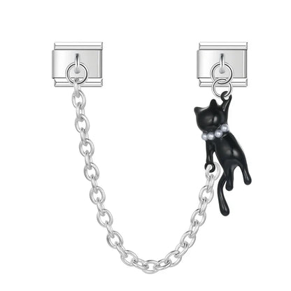Pendente Pulseira Italiana em Aço Inoxidável Corrente Gato