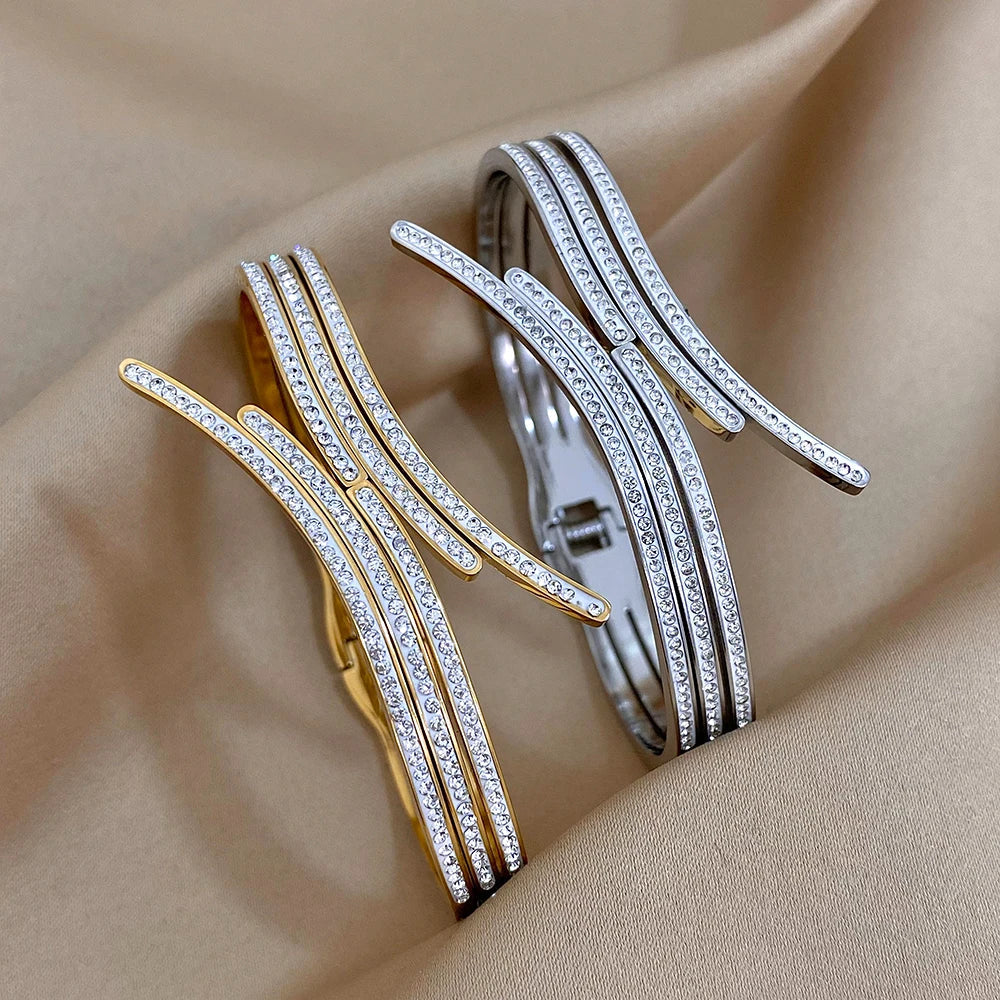 Pulseiras Brilhantes em Aço Inox