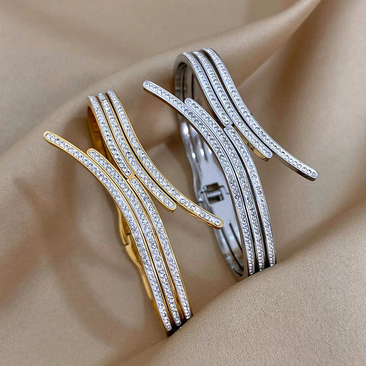 Pulseiras Brilhantes em Aço Inox