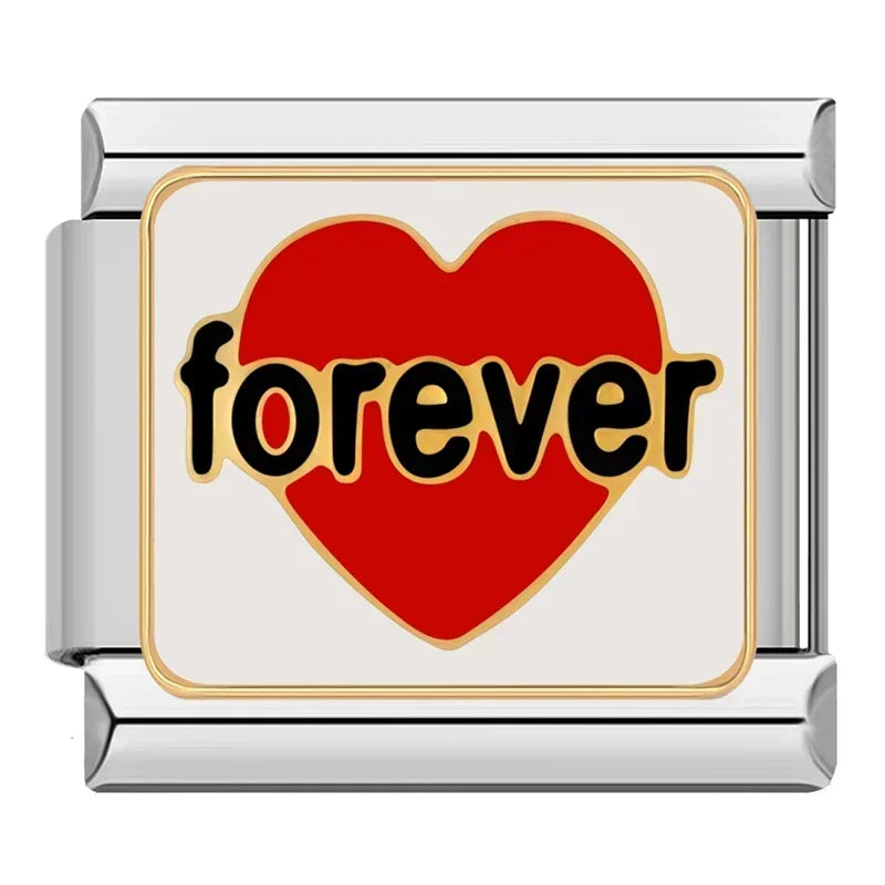 Charm Love Forever Pulseira Italiana em Aço Inoxidável