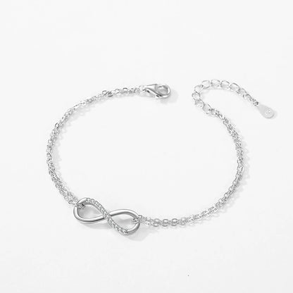 Pulseira de corrente ajustável em Prata e Zircão Infinito Amor