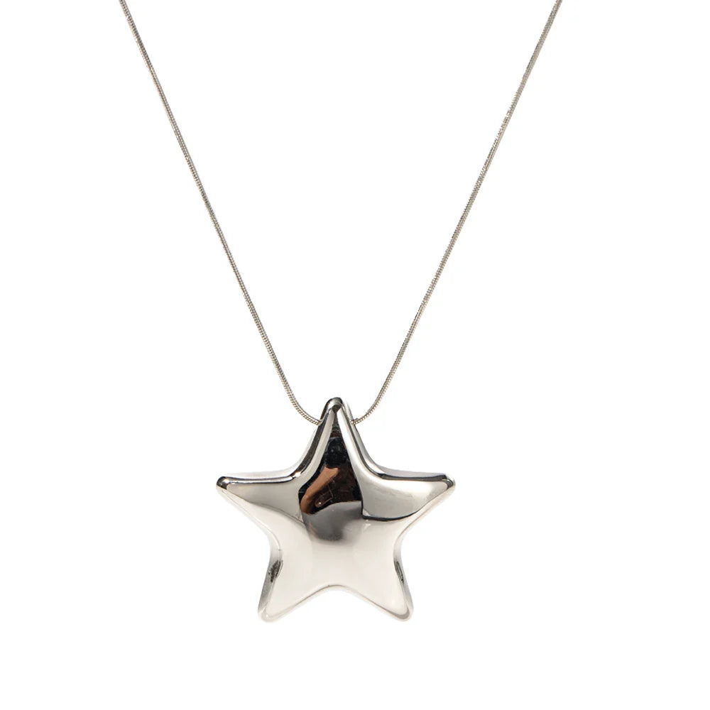 Colar Pendente Estrelas em Aço Inoxidável Prateado