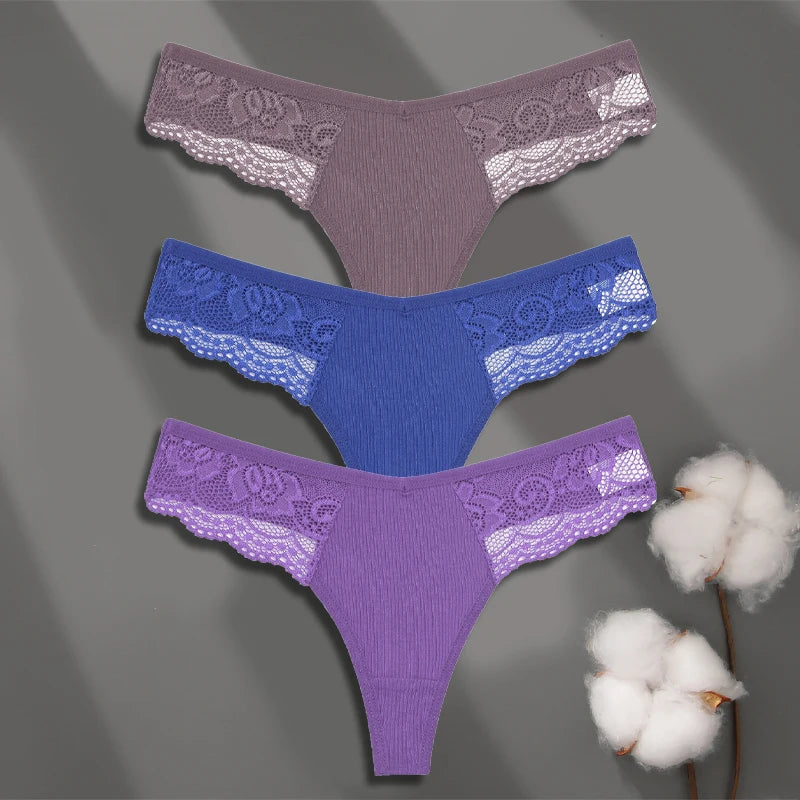 Cuecas de Renda de Algodão Pack 3PCS