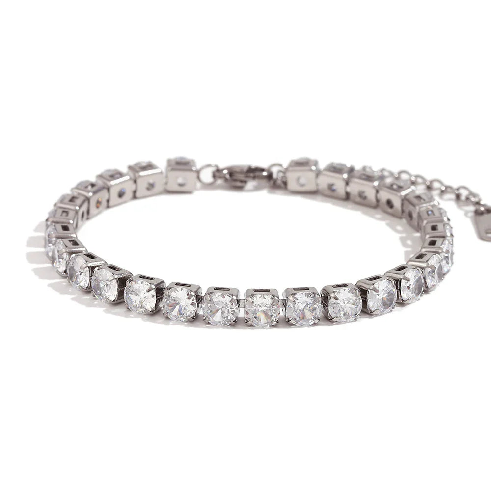 Pulseiras de Ténis Femininas 5 mm Prateado