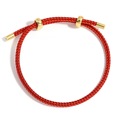 Pulseira com Efeito de Corda Ajustável em Aço Inox Vermelho