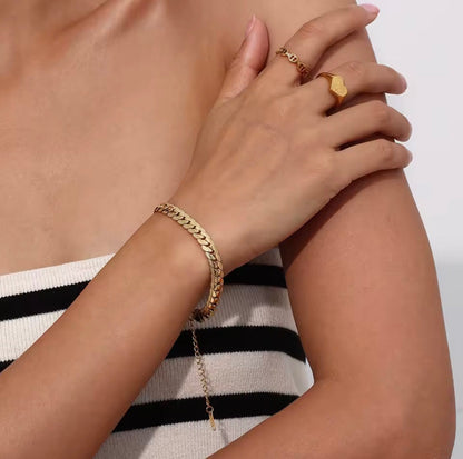 Pulseira de Corrente de Renda em Aço Inoxidável