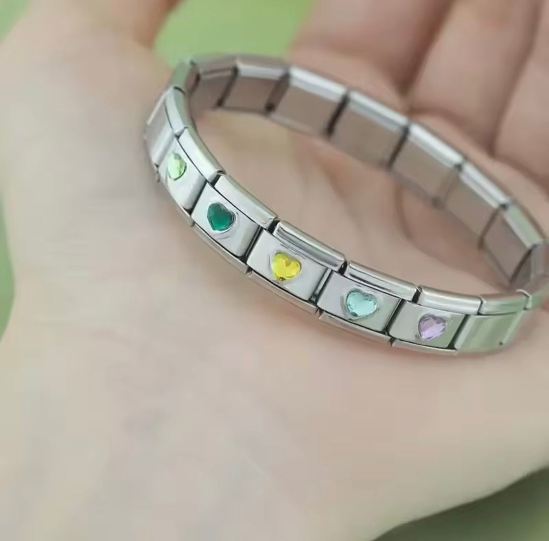 Charms Pulseira Italiana em Aço Inoxidável