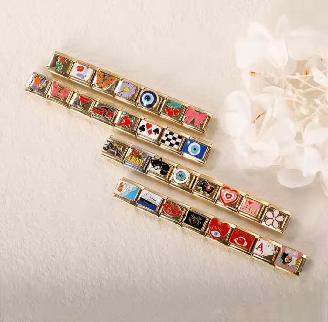 Charms Pulseira Italiana em Aço Inoxidável