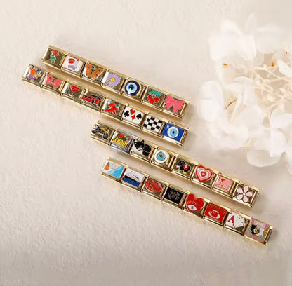 Charms Pulseira Italiana em Aço Inoxidável