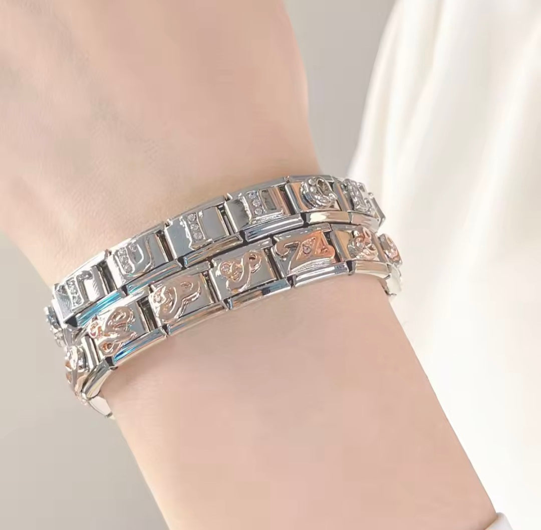 Charms Letras Pulseira Italiana