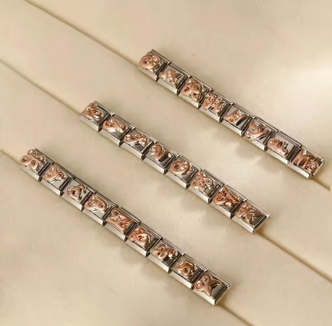 Charms Letras Pulseira Italiana