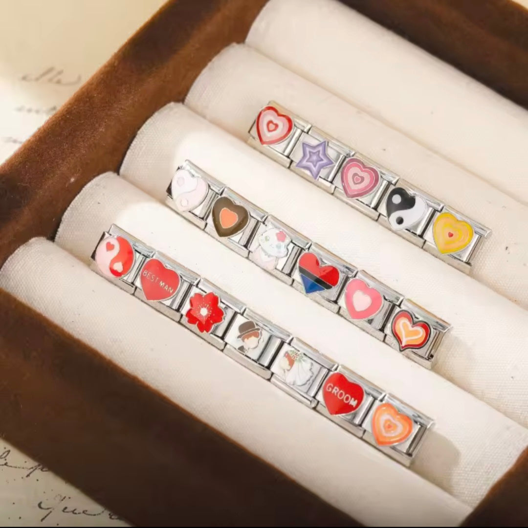 Charms Originais Pulseira Italiana em Aço Inoxidável
