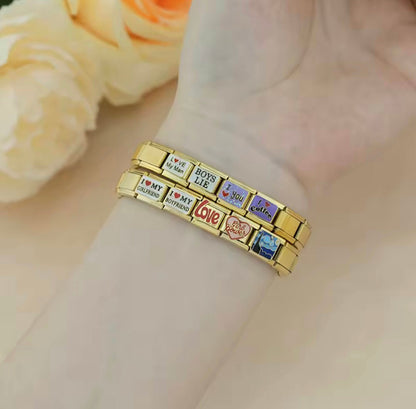 Charms Pulseira Italiana em Aço Inoxidável