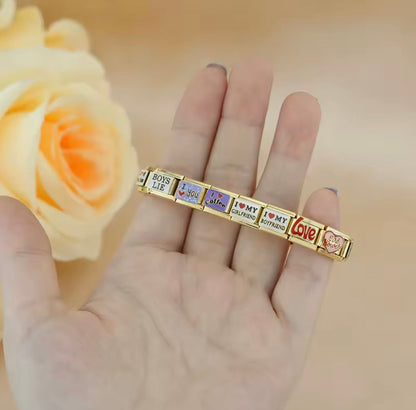 Charms Pulseira Italiana em Aço Inoxidável