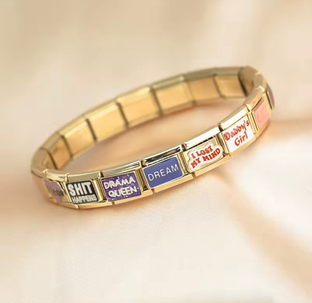Charms Pulseira Italiana em Aço Inoxidável