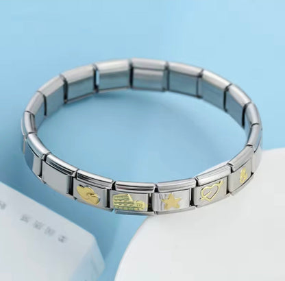 Charms Pulseira Italiana em Aço Inoxidável