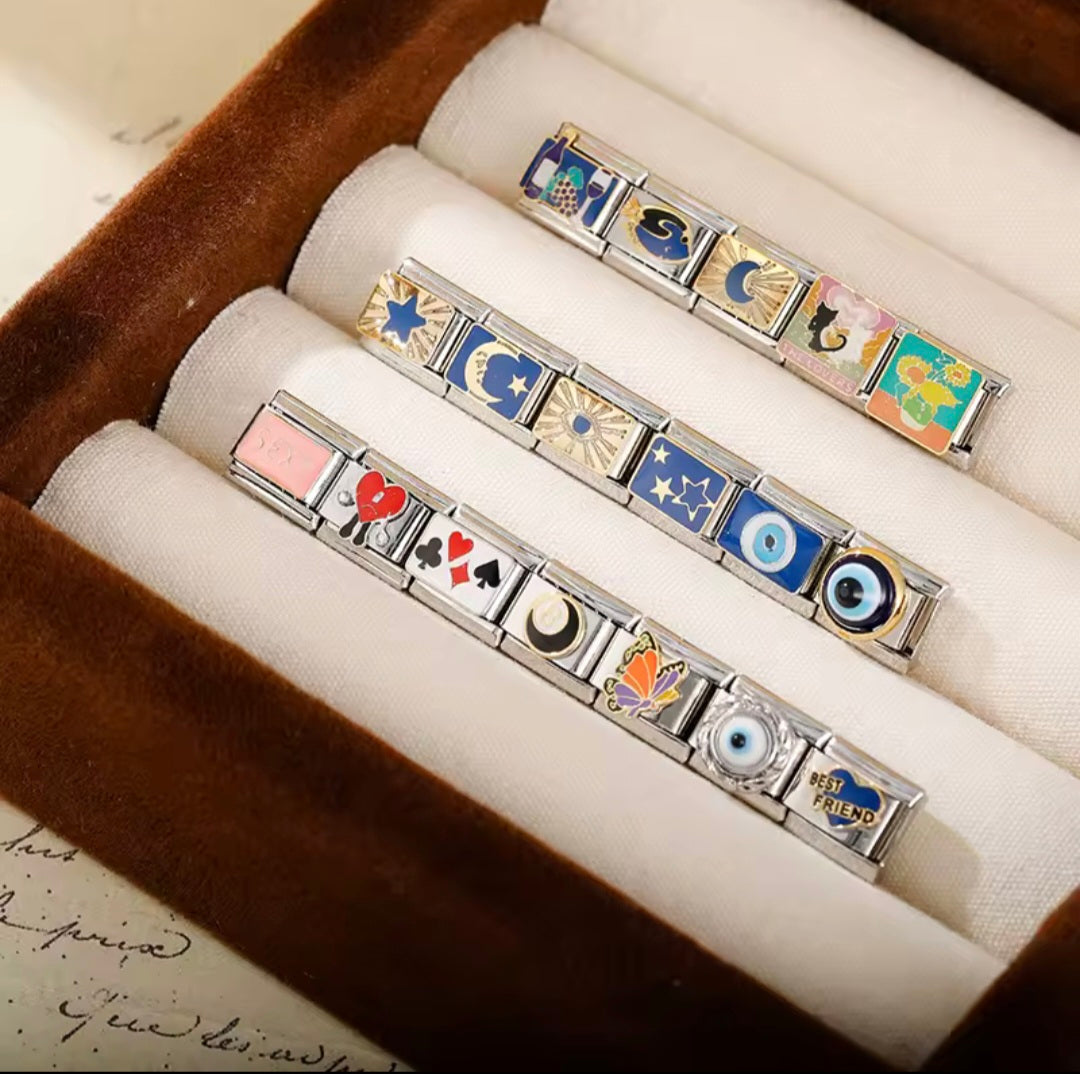 Charms Pulseira Italiana em Aço Inoxidável