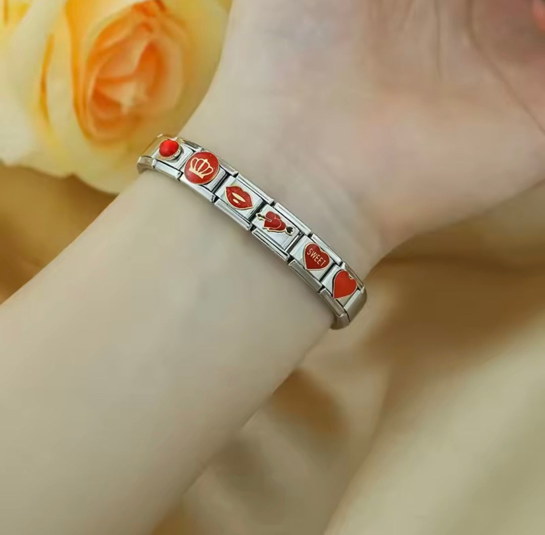 Charms Originais Pulseira Italiana em Aço Inoxidável