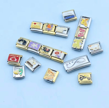Charm Olho Turco Pulseira Estilo Italiano em Aço Inoxidável