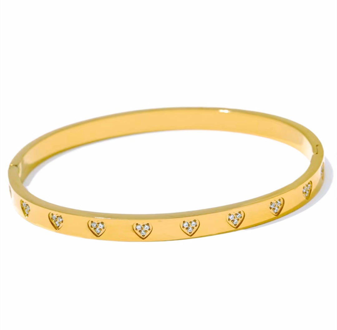 Pulseira Rígida de Zircónias em Aço Inox