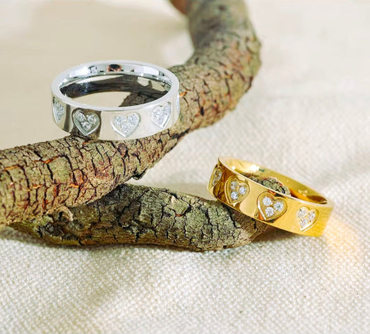 Anel de Zircónias e Aço Inox