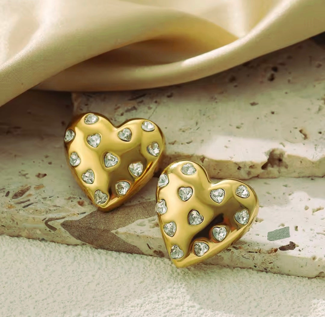 Boucles d'oreilles coeur dorées
