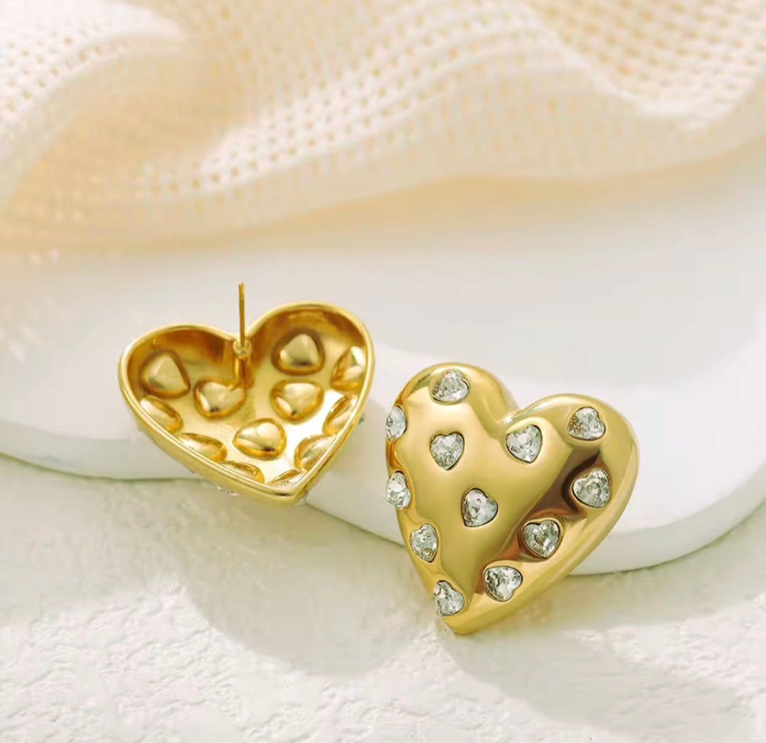 Boucles d'oreilles coeur dorées