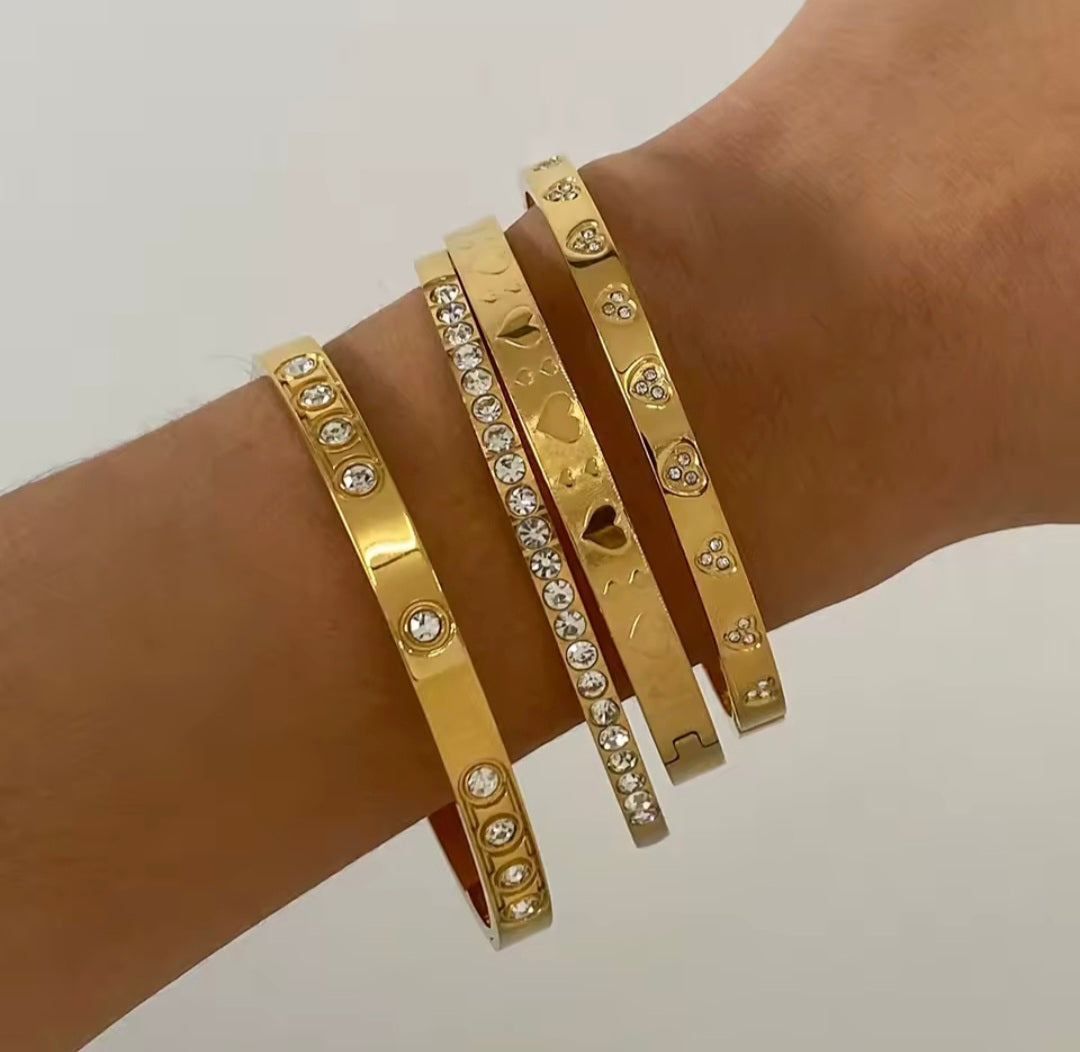 Pulseira Rígida de Zircónias em Aço Inox