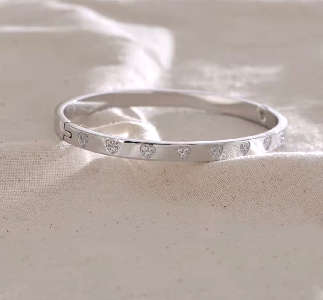 Pulseira Rígida de Zircónias em Aço Inox