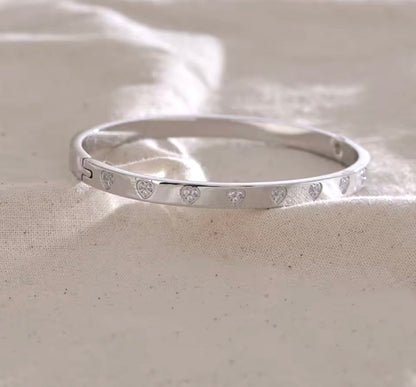 Pulseira Rígida de Zircónias em Aço Inox