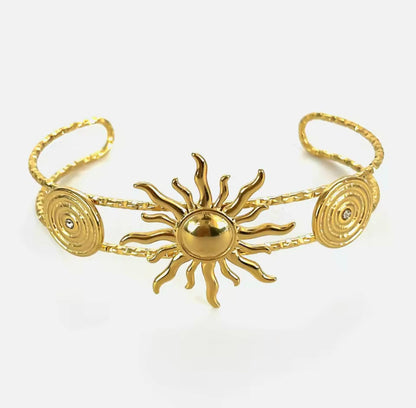 Pulseiras Clássicas em Aço Inoxidável Sol e Círculo