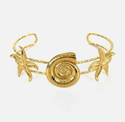 Pulseiras Clássicas em Aço Inoxidável Concha e Estrela do Mar