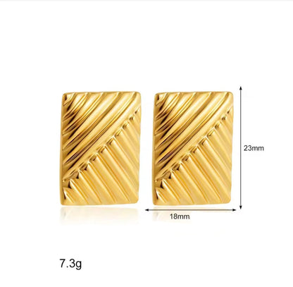 Brincos Golden Texture em Aço Inox